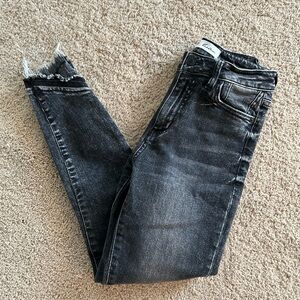 KanCan Vintage Washed Black Frayed Skinny Jeans